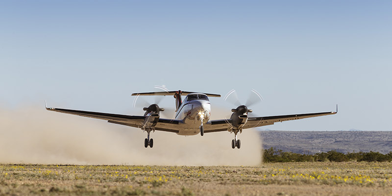 Turboprop aircraft executing a precision landing
