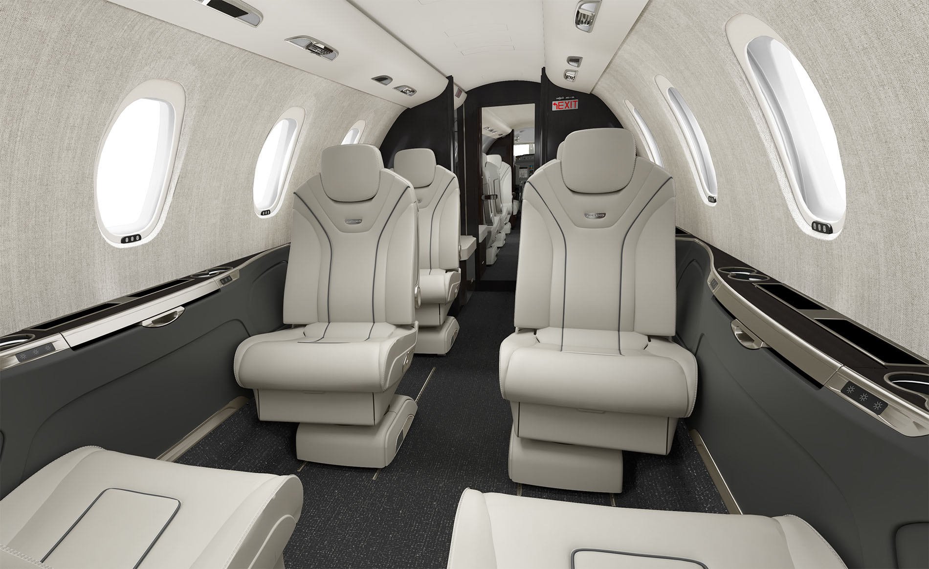 High-end luxury aircraft cabin interior