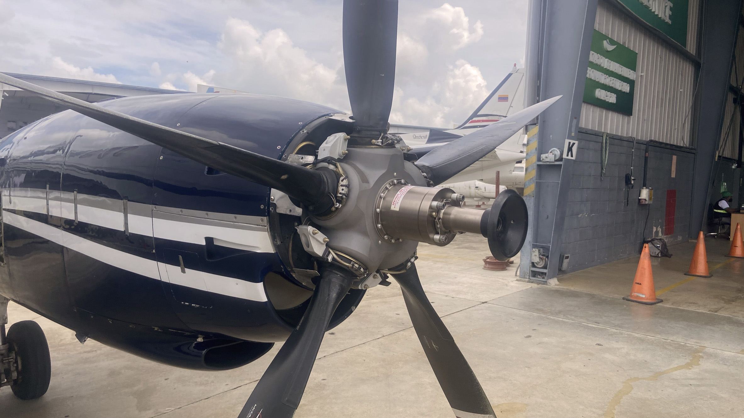 Installation of five-blade propeller modification and balancing.